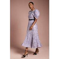 Coast Women's Sequin Embellished Puff Sleeve Midi Dress in Lilac | Size: 14