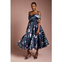 Coast Women's Stripe Organza Pleat Top Midi Dress in Navy | Size: 10