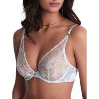 Aubade Women's Satin Memories Triangle Plunge Bra in Blue | Size: 38D