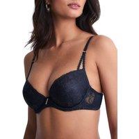 Aubade Women's Satin Memories Moulded Push-Up Bra in Blue | Size: 32A