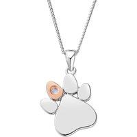 Clogau Women's Paw Prints Sterling Silver Birthstone Pendant for June with Moonstone in Metallics