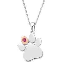 Clogau Women's Paw Prints Sterling Silver Birthstone Pendant for July with Ruby in Metallics
