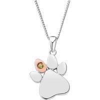 Clogau Women's Paw Prints Sterling Silver Birthstone Pendant for August with Peridot in Metallics