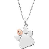 Clogau Women's Paw Prints Sterling Silver Birthstone Pendant for October with Opal in Metallics
