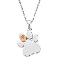 Clogau Women's Paw Prints Sterling Silver Birthstone Pendant for November with Citrine in Metallics