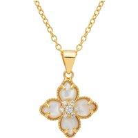 Latelita Women's Flower Clover Mother Of Pearl Pendant Necklace Gold in White