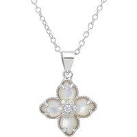 Latelita Women's Flower Clover Mother Of Pearl Pendant Necklace Silver in White
