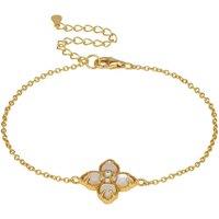 Latelita Women's Flower Clover Mother Of Pearl Bracelet Gold in White