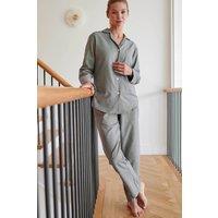 British Boxers Women's Orkney Herringbone Brushed Cotton Pyjamas in Light Green | Size: 2XL
