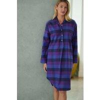 British Boxers Women's "Berwick" Check Brushed Cotton Nightshirt in Indigo | Size: 2XL