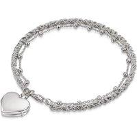 LOVELOX Lockets Women's Rope Chain Heart Locket Bracelet in Silver
