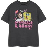SpongeBob SquarePants Girl's Short Sleeved T-Shirt | Charcoal | Official Merch in Grey | Size: 3-4 Years