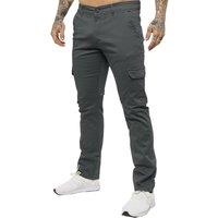 Enzo Men's Slim Fit Stretch Cargo Chinos in Grey | Size: 30R