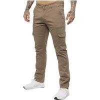 Enzo Men's Slim Fit Stretch Cargo Chinos in Beige | Size: 30R