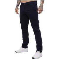 Enzo Men's Slim Fit Stretch Cargo Chinos in Navy | Size: 36R