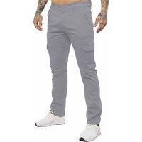Enzo Men's Slim Fit Stretch Cargo Chinos in Light Grey | Size: 38R