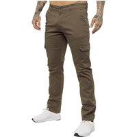 Enzo Men's Slim Fit Stretch Cargo Chinos in Brown | Size: 38R