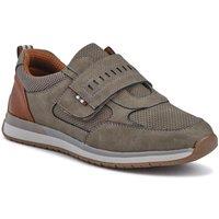 Pavers Men's Wide Fit Touch Fasten Trainers in Khaki | Size: 11