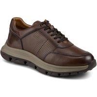 Pavers Men's Wide Fit Breathable Leather Lace Up Trainers in Brown | Size: 10