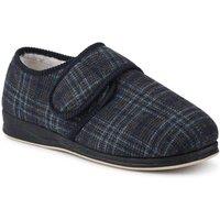 Easyfit Men's Extra-Wide Faux-Fur-Lined Slippers in Navy | Size: 11