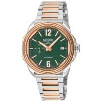 Gevril Men's Roosevelt Swiss Automatic Gold Bezel Ring Green Checker Dial Watch