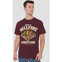 Stranger Things Have A Hellfire Xmas Festive Board Games Tee, Burgundy | Size: 4XL