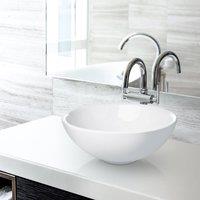 Dprodo Round Vessel White Porcelain Ceramic Bathroom Sink | Size: 400mm x 830mm