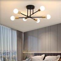 COMELY Vintage Ceiling Lights, 6 Lights Industrial Ceiling Lights, Dia 52cm in Gold