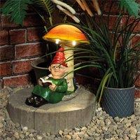 St Helens Female Gnome under light up mushroom in Green