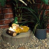St Helens Female Gnome Lying by a Log in Green