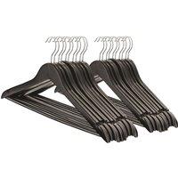 Harbour Housewares 20x Strong Wooden Coat Hangers with 360 Degree Rotatory Hook in Black | Size: 20 Pack