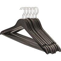 Harbour Housewares 10x Strong Wooden Coat Hangers with 360 Degree Rotatory Hook in Black | Size: 10 Pack