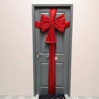 Samuel Alexander Premier 48x60cm Red Christmas Door Bow with Door Ribbon Wrap | Size: 48x60 cm