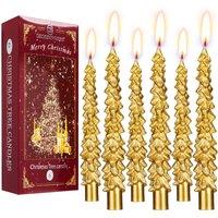 Deco Express Christmas Tree Candles Set of 6 Dinner Candles 7 Hr Burn Xmas Gift Set in Gold