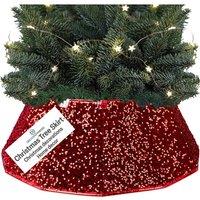 Deco Express Christmas Tree Skirt Sequins Red Xmas Dcor Decoration