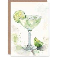 Artery8 Lime Green Margarita Cocktail Modern Watercolour Birthday Art Card
