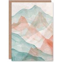 Artery8 Abstract Mont Blanc Mountain Hills Watercolour Birthday Art Card