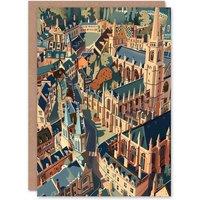 Artery8 Oxford Cityscape Artwork Christ Church Cathedral Birthday Art Card in Beige