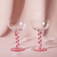 Raspberry Blossom Set Of 2 Coupes With Wiggle Stems In A Giftbox in Clear