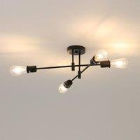 COMELY 4-Light Black Sputnik Ceiling Lamp, Modern Industrial Chandelier
