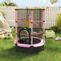 HOMCOM 4.6FT/75 Kids Trampoline with Safety Enclosure, for Ages 3-10 Years in Pink