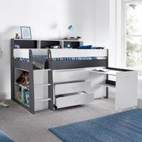 Bedmaster Ersa Mid Sleeper Bed With Desk in Grey | Size: Single