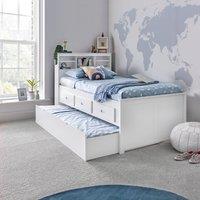 Bedmaster Veera Guest Bed With Drawers No Trundle With Spring Mattress in White | Size: Single