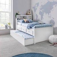 Bedmaster Veera Guest Bed With Drawers & Trundle With Pocket Mattresses in White | Size: Single