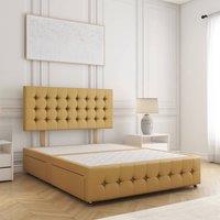 BSSPOKE Eva Divan Bed Plush Velvet 24Headboard 2Drawers Footend & No Mattress in Mustard | Size: King