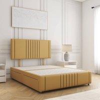 BSSPOKE Hazel Divan Bed Plush Velvet 24 Headboard & No Mattress No Drawers in Mustard | Size: Single