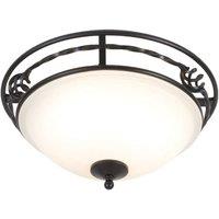 Netlighting Pembroke 2 Light Flush Ceiling Light Black E27