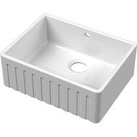 Balterley Fireclay Kitchen 1 Bowl Fluted Front Butler Sink Overflow White 595mm