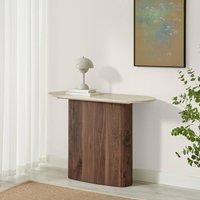 FurnitureboxUK Penrose Rounded Walnut Wood & Marble Effect Console Table