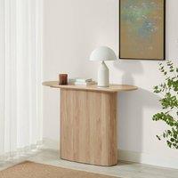 FurnitureboxUK Penrose Rounded Oak Effect Wood Console Table in Light Brown
